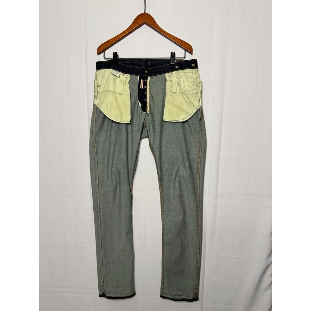 John Varvatos USA Dark Denim Straight Leg Button Front Bowery Jeans Size 36 X 35 - Picture 7 of 12